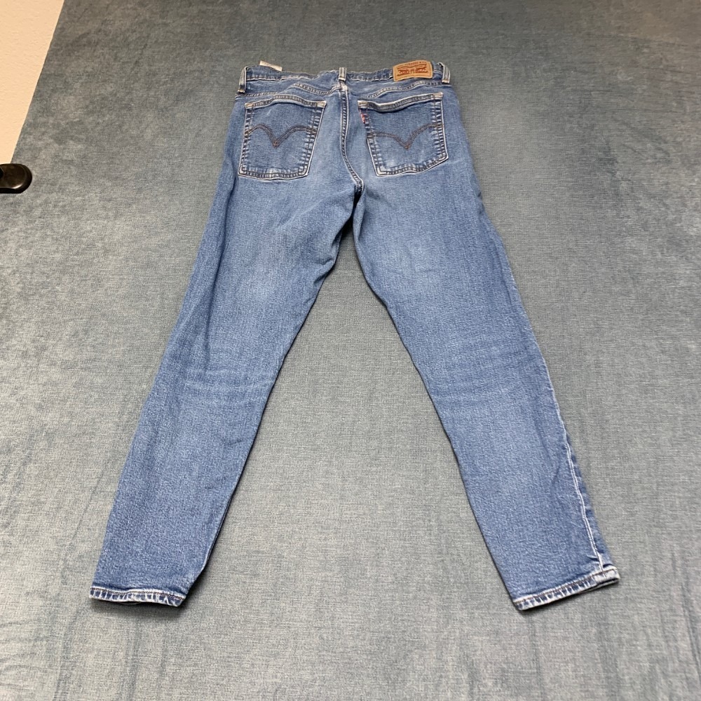 Levi's Wedgie Skinny Jeans Womens 30 Blue Denim Light Wash Button Fly Whiskers